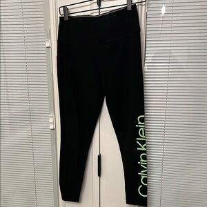 Calvin Klein Black Leggings with Green Logo
